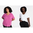 thumbnail image 1 of Terra & Sky Women's Plus Size V-Neck Tee with Short Sleeves, Size 0X-5X, 1 of 3