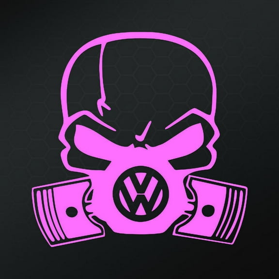 VW Skull Piston Gas Mask Vinyl Decal Sticker | Cars Trucks Vans Walls Laptops Cups | Pink | 5.5 In | KCD827P