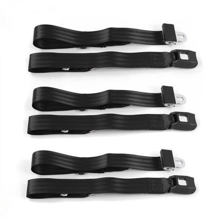 VW Type 1 Oval 1953-1957 Standard 2 Point Black Lap Bench Seat Belt Kit - 3 Belts