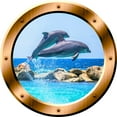 thumbnail image 1 of VWAQ 1 Dolphins Wall Sticker Porpoise Porthole 3D Wall Decal Peel And Stick Decor VWAQ-BP27 (24" Diameter), 1 of 2