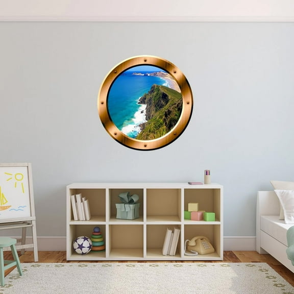 VWAQ 1X Ocean View Wall Stickers Sea Porthole Peel And Stick Decor - BP33 (24" Diameter)