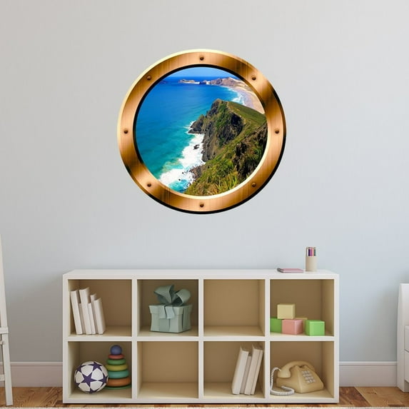 VWAQ 1X Ocean View Wall Stickers Sea Porthole Peel And Stick Decor VWAQ-BP33 (14" Diameter)