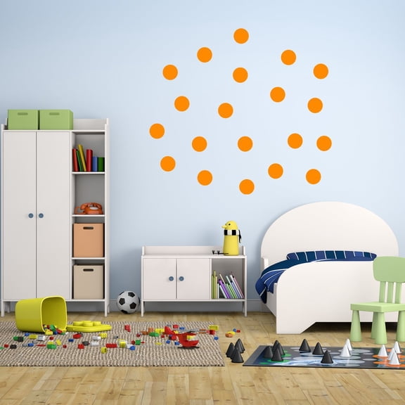VWAQ 20 Polka Dot Wall Decals 3 Inch Peel & Stick Circles Dots Colors Kids Room VWAQ-555 (Orange)