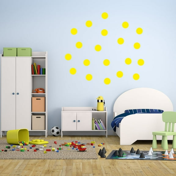 VWAQ 20 Polka Dot Wall Decals 3 Inch Peel & Stick Circles Dots Colors Kids Room VWAQ-555 (Yellow)