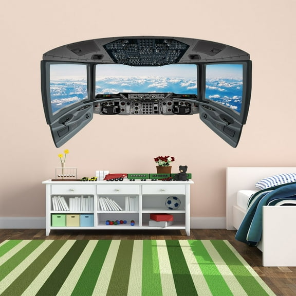 VWAQ 3D Airplane Stickers for Kids | Clouds Cockpit Wall Decal - CP5