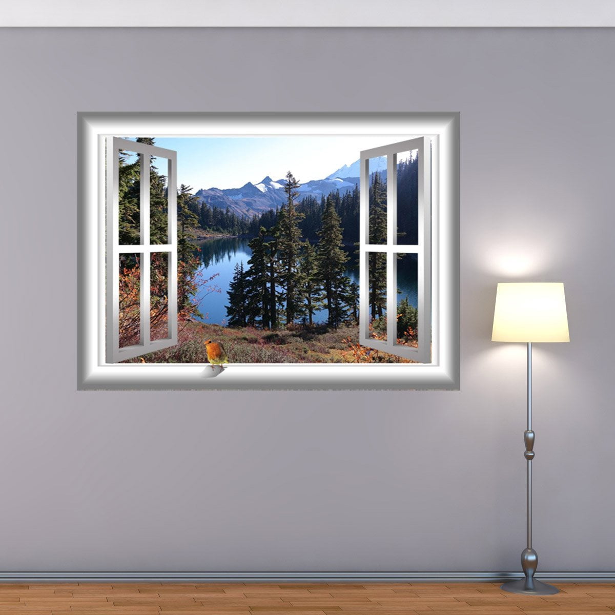 VWAQ 3D Bird Wall Decal Lake Wall Art Window Sticker Peel And Stick ...