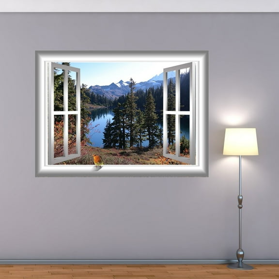 VWAQ 3D Bird Wall Decal Lake Wall Art Window Sticker Peel And Stick Mural VWAQ-AN4 (24"H X 30"W)