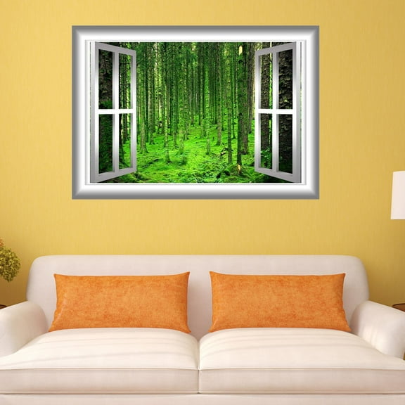 VWAQ 3D Forest Wall Decal Peel and Stick Wall Mural Sticker Home Wall Decor - NW30 (24"H x 30"W)