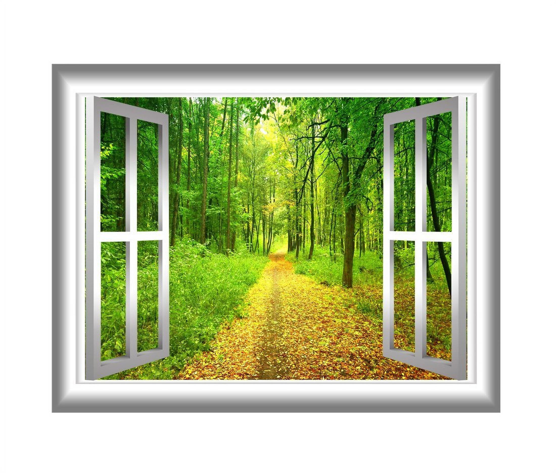 VWAQ 3D Forest Wall Decals Outdoors Wall Decor Peel and Stick Mural ...
