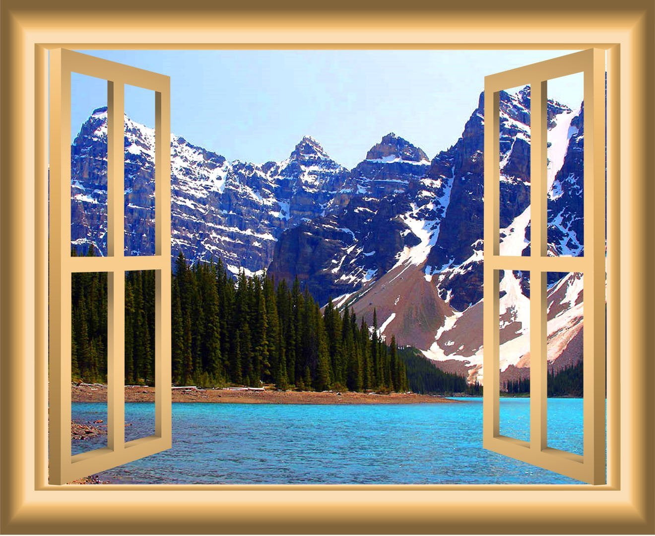 VWAQ 3D Lake Window Wall Decal Nature Decor Peel And Stick Mural VWAQ ...