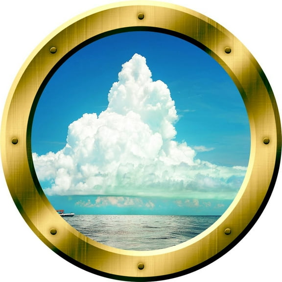 VWAQ 3D Ocean Scene Wall Decal Sea Porthole Peel And Stick Decor VWAQ-GP40 (14" Diameter)
