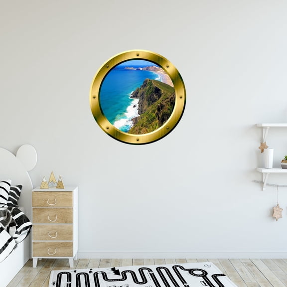 VWAQ 3D Ocean View Wall Decals Sea Porthole Peel And Stick Decor - GP33 (14" Diameter)