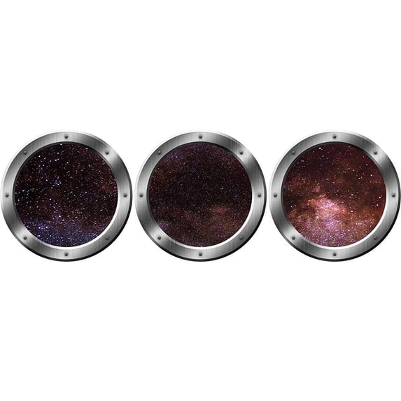 VWAQ 3D Space Window Stickers, Spaceship Wall Decals For Kids Rooms, Galaxy Window Clings -SPW28 (Silver, 14" Diameter)