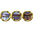 thumbnail image 1 of VWAQ 3D Window View Wall Sticker, London Skyline Cityscape Decal - Porthole Vinyl Stickers -SPW22 (Gold, 24" Diameter), 1 of 2
