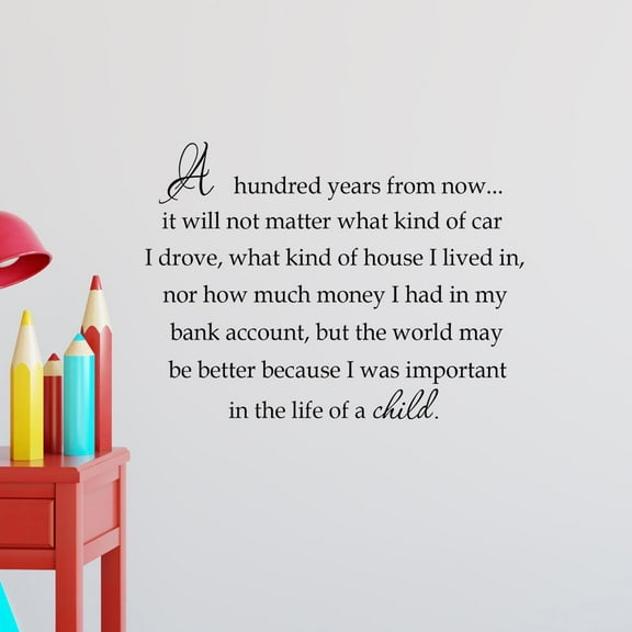 VWAQ A Hundred Years From Now It Will Not Matter Inspirational Wall Quote Decals (18"H x 22"W Black)