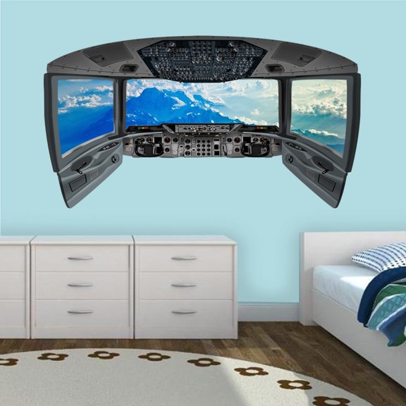 VWAQ Airplane Cockpit Wall Decal - Mountains Plane Window Sticker - CP6
