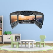 VWAQ Airplane Cockpit Wall Mural | 3D Airplane Window Stickers for Kids - CP4