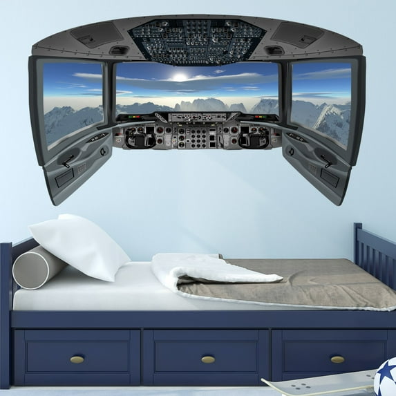 VWAQ Airplane Decals for Boys Room | Cockpit Wall Art Mural - CP22