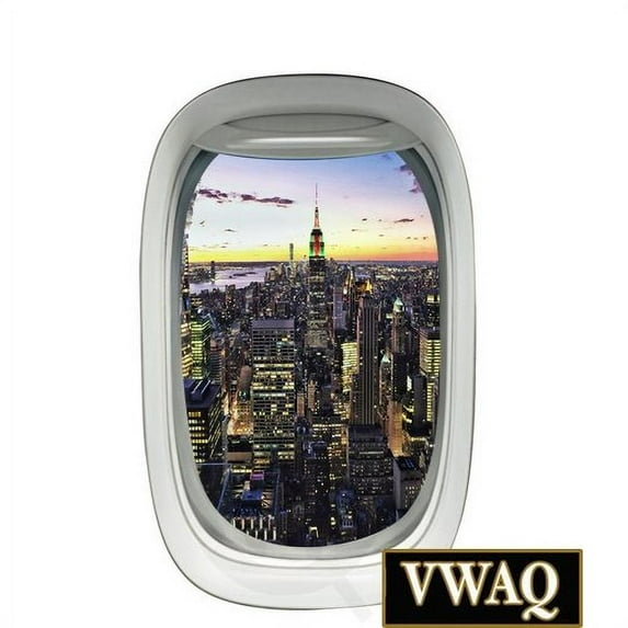 VWAQ Airplane Window City Skyline View Aviation Wall Decal