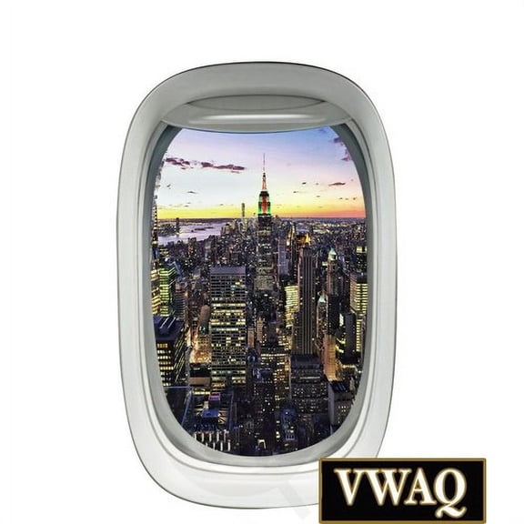 VWAQ Airplane Window City Skyline View Aviation Wall Decal