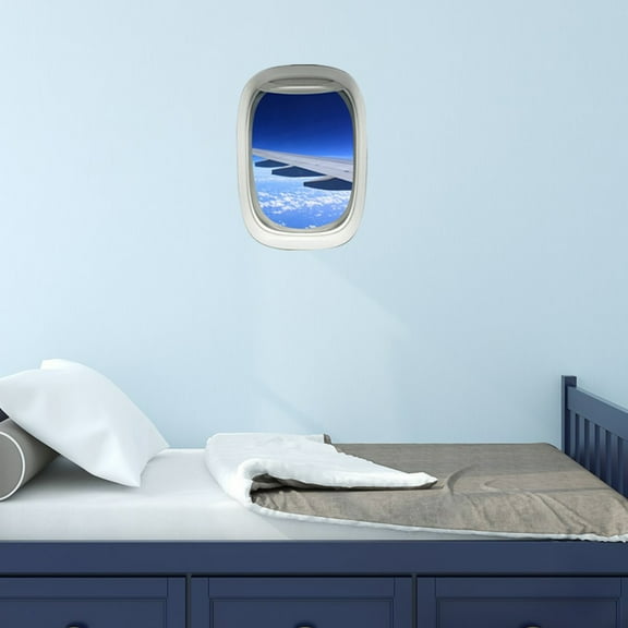 VWAQ Airplane Window Decal Mural Peel and Stick Aviation Decor Airplane Wing Boys Room Sticker (14"H x 10"W)