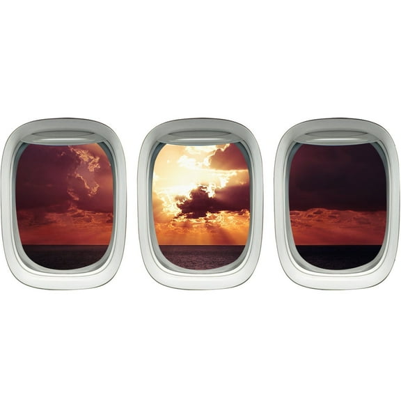 VWAQ Airplane Window Decals Sunset Scene Wall Art Aviation Decor VWAQ-PPW1