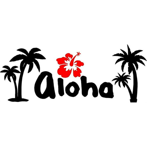 VWAQ Aloha Wall Decal Hibiscus Flower Wall Sticker Hawaiian Home Decor VWAQ-1086 (12"H X 30"W)
