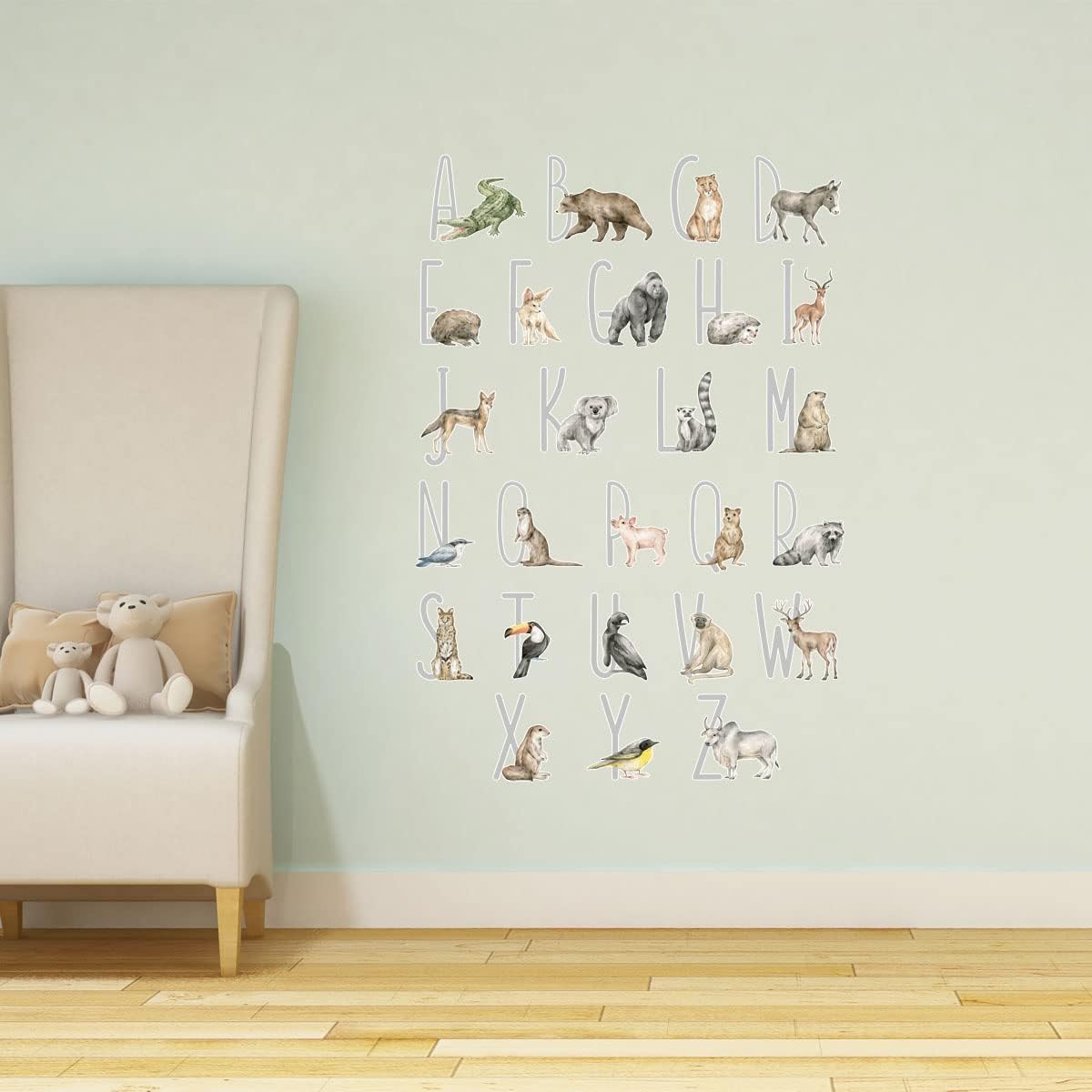 VWAQ Alphabet with Animals Nursery Vinyl Wall Sticker Kids Room Decor ...