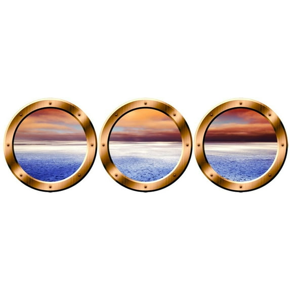 VWAQ Arctic Scenery Wall Decals - Porthole Window Decor, Boat Window - VWAQ-SPW7 (14" Diameter, Bronze)