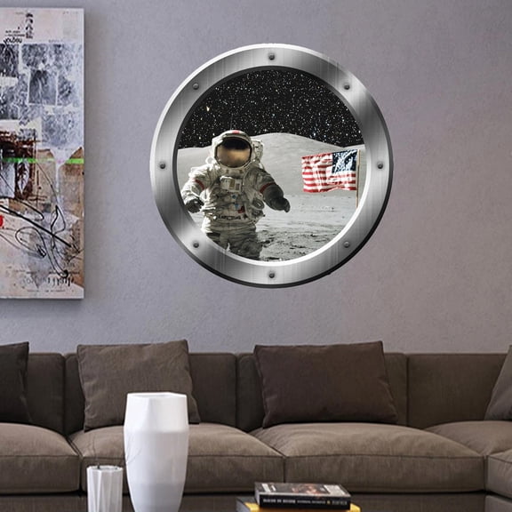 VWAQ Astronaut Space Porthole, Spaceman Moon Landing Wall Decal PS2