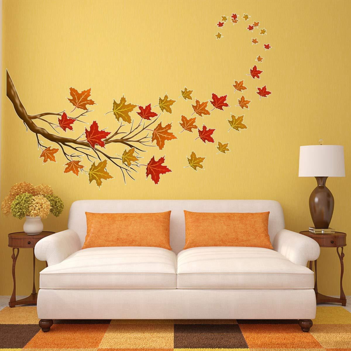 VWAQ Autumn Leaves Wall Decals - Tree Branch Stickers Fall Decorations ...