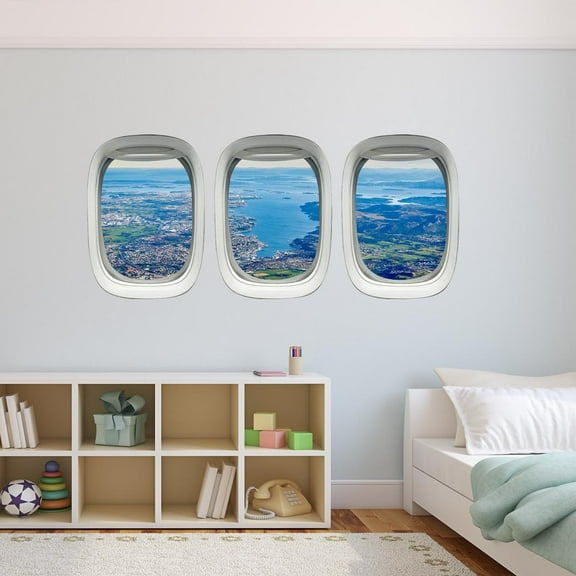 VWAQ Aviation Wall Decal Airplane Window Stickers Plane Window Wall Murals - PPW6 (14"H x 33"W