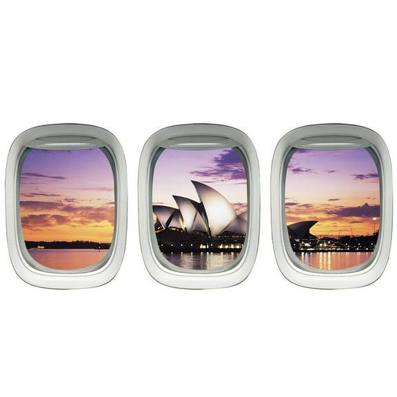 VWAQ Aviation Window Decals - Sydney Opera House Wall Art Plane Window Clings VWAQ-PPW24