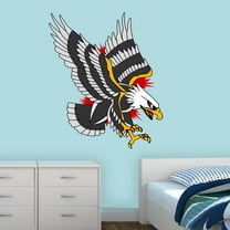 VWAQ Bald Eagle Vinyl Wall Decal - American Traditional Tattoo Wall Art Decor - AT2 (40" H X 32" W)