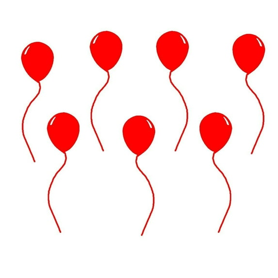 VWAQ Balloon Decals Vinyl Wall Art Stickers Peel and Stick 7 Pack Colorful Balloons (RED)
