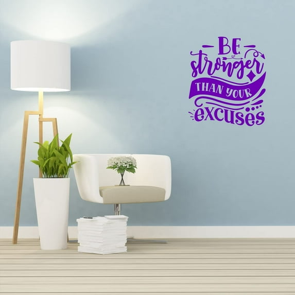 VWAQ Be Stronger Than Your Excuses Motivational Gym Wall Decal Uplifting Exercise Sticker Quote Decor