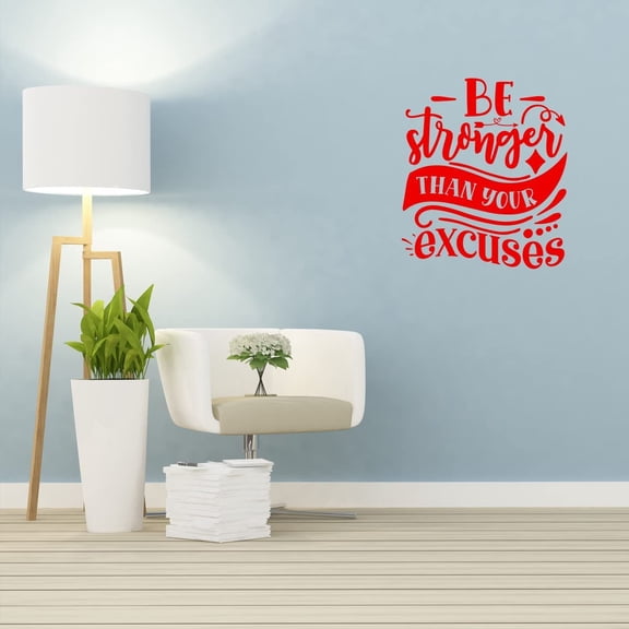 VWAQ Be Stronger Than Your Excuses Motivational Gym Wall Decal Uplifting Exercise Sticker Quote Decor