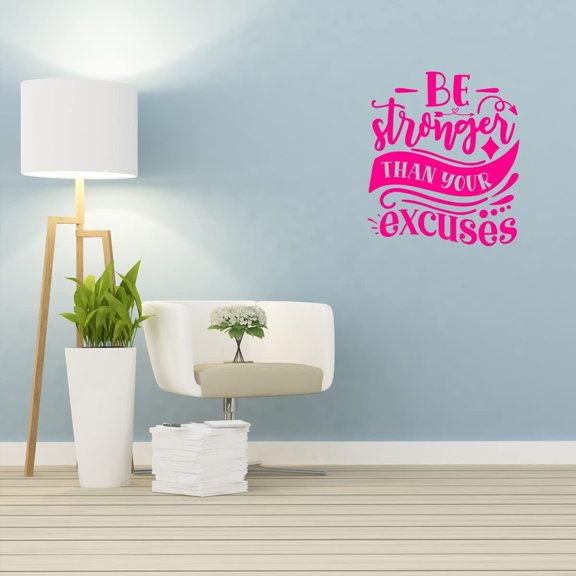 VWAQ Be Stronger Than Your Excuses Motivational Gym Wall Decal Uplifting Exercise Sticker Quote Decor