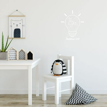 VWAQ Be The Light Wall Decal Inspirational Christian Quote Motivational Uplifing Wall Sticker