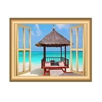VWAQ Beach Hut Window Decal Ocean Wall Decal Peel and Stick Mural VWAQ-NW10 (18"H X 22"W)