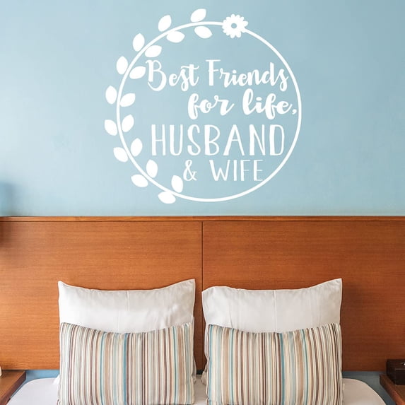 VWAQ Best Friends for Life Husband and Wife Wall Decal Romantic Wall Decor - 13"H X 13"W WHITE