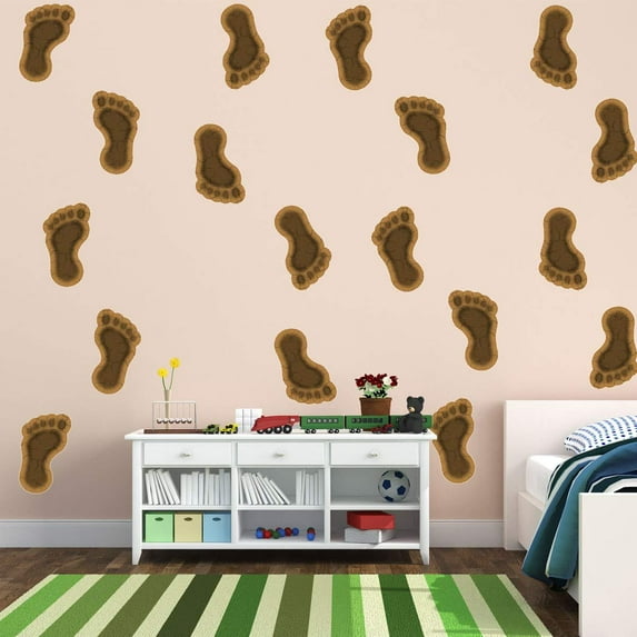 VWAQ Bigfoot Footprint Vinyl Wall Stickers - Peel and Stick Feet Wall Decals - 18 PCS - HOL41