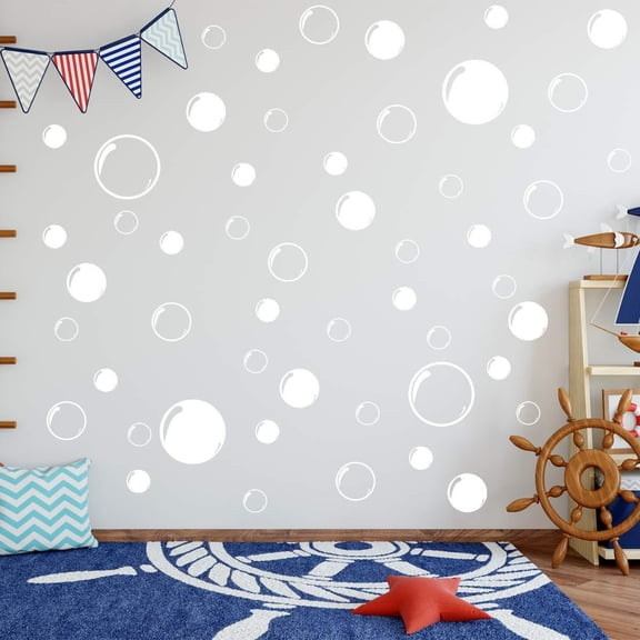 VWAQ Bubbles Wall Stickers - Bathroom Decals Peel and Stick Decor - 52 PCS