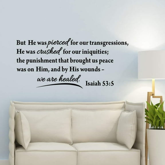 VWAQ But He was Pierced for Our Transgressions Isaiah 53 5 Bible Verse Wall Decal