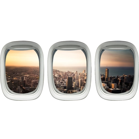 VWAQ Chicago City Skyline Wall Decal Cityscape Wall Sticker Aviation Decor VWAQ-PPW12