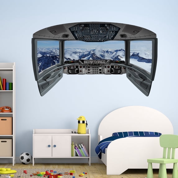VWAQ Cockpit Wall Decal | 3D Airplane Sticker | Airplane Pilot Decorations - CP15