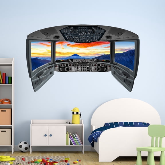 VWAQ Cockpit Wall Mural | Airplane Window Sticker Mt. Fuji Wall Decal - CP25