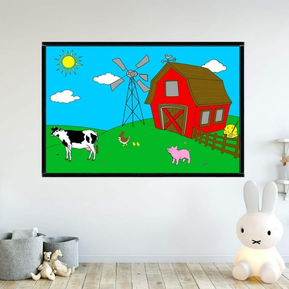 VWAQ Coloring Wall Prints - Farm Animals Dry Erase Whiteboard Wall Decal - DRV4