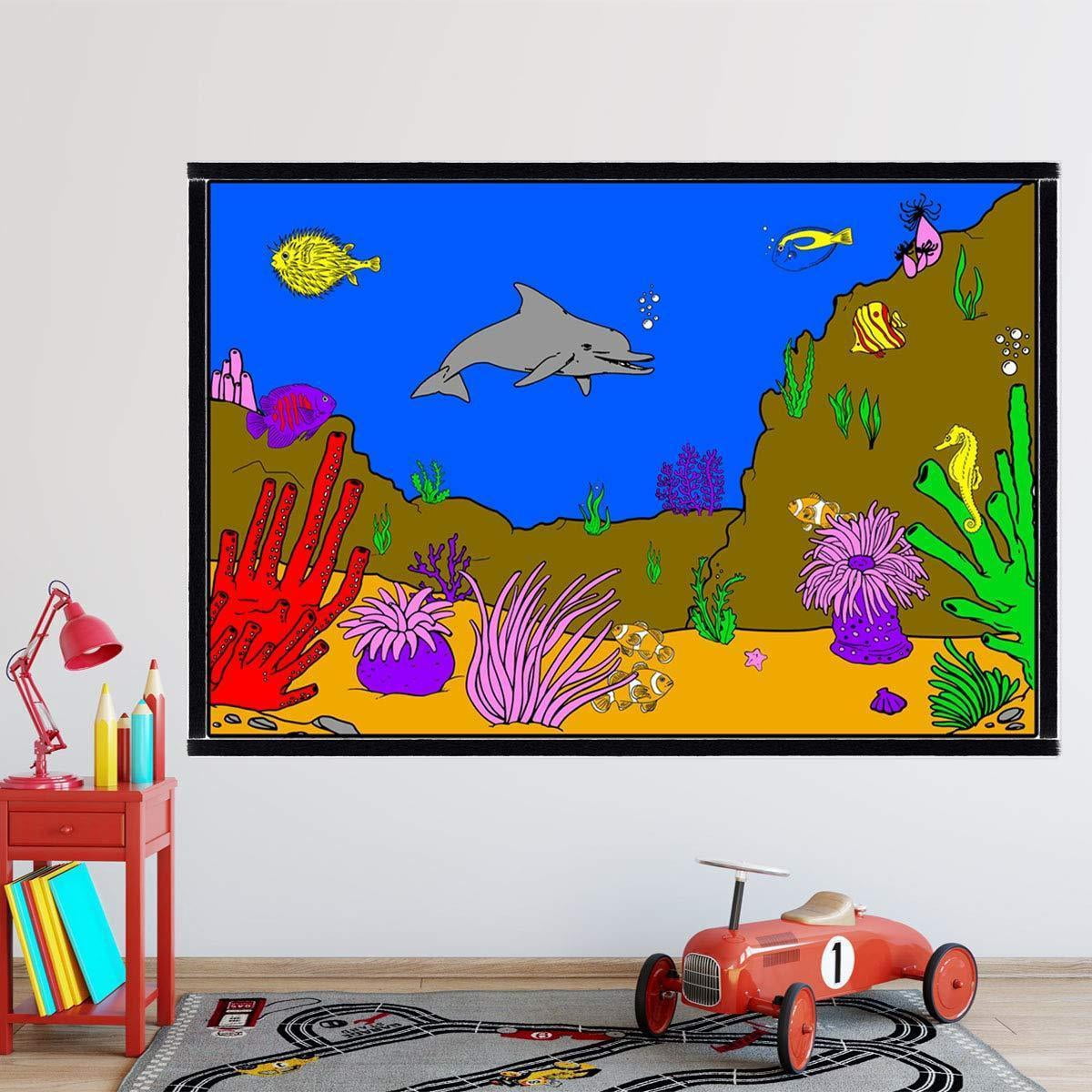 VWAQ Coloring Wall Prints - Ocean Coral Reef Dry Erase Whiteboard