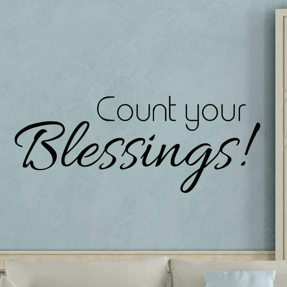 VWAQ Count Your Blessings Wall Decal Sticker - Inspirational Faith Quote Decor